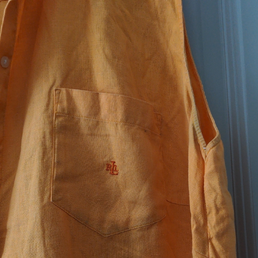Ralph Lauren Women's Orange Button-Down Sleeveless Shirt - Picture 5 of 8